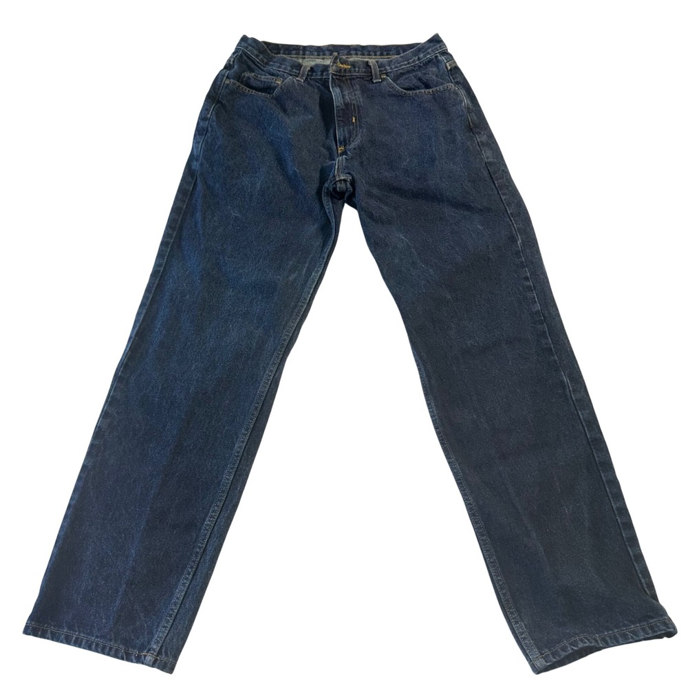 Members Mark Mens Straight Leg Dark Wash Blue Jeans 34x32 100% Cotton Denim